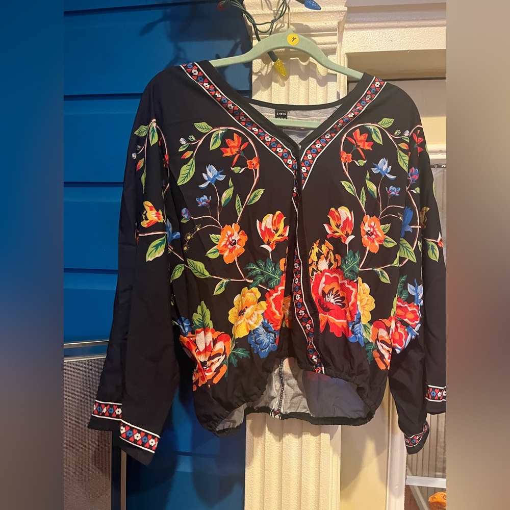 Boho Floral Ladies Multicolored Top Sz XL - Picture 6 of 9